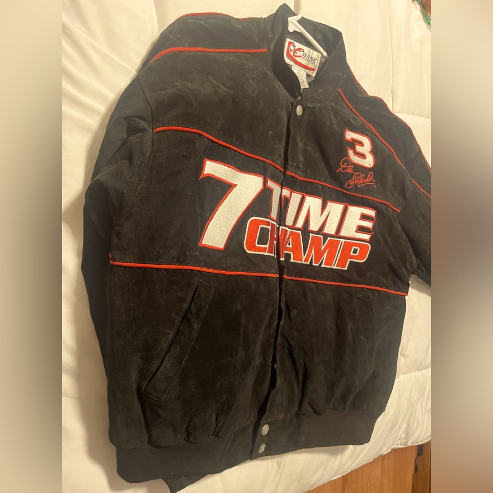 CHASE DALE Earnhardt Snap XL Leather Black Nascar Bomber Jacket